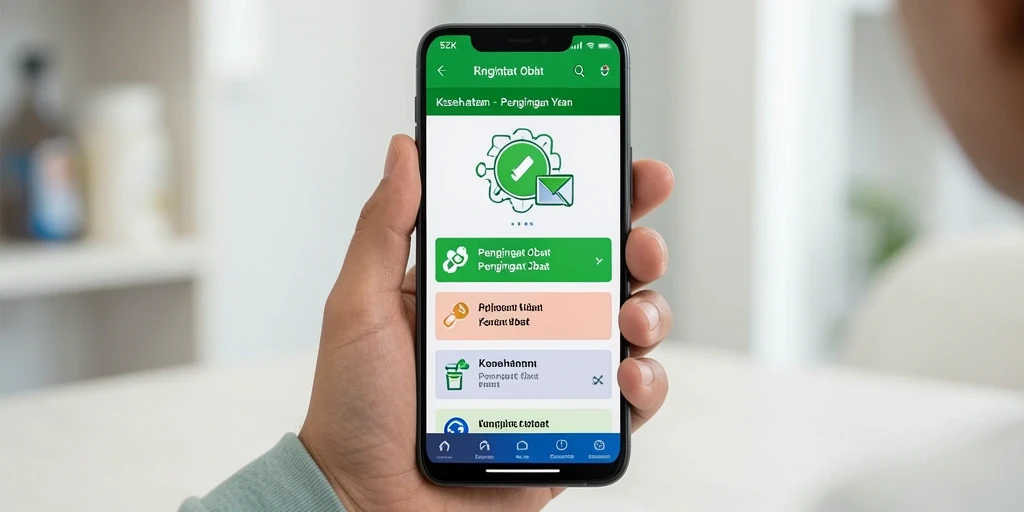 Antarmuka aplikasi 5ZK yang sederhana untuk pengingat obat.