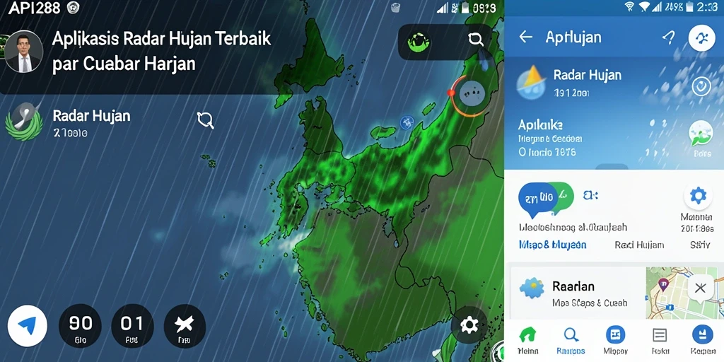 Tampilan antarmuka Radar Hujan di aplikasi API288.