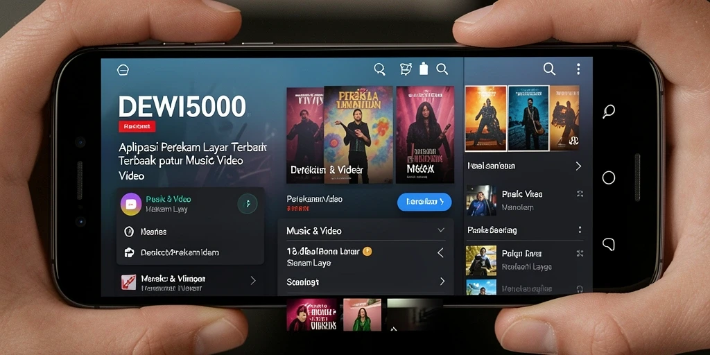 Tampilan utama aplikasi DEWI5000 saat merekam layar dengan fitur lengkap.