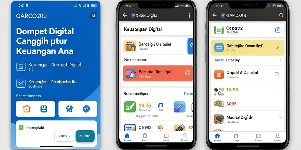 Tampilan antarmuka yang mudah digunakan pada GARCO200 untuk Dompet Digital.