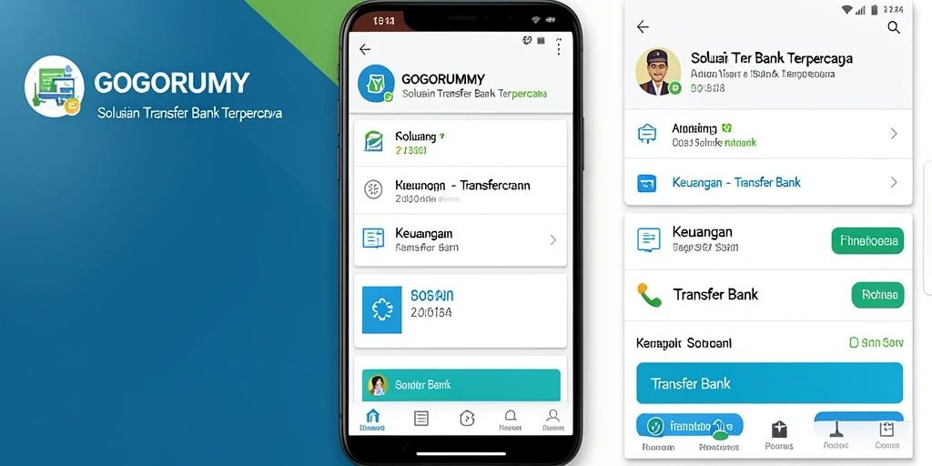 Tampilan aplikasi GOGORUMMY yang modern dan mudah digunakan untuk Transfer Bank.