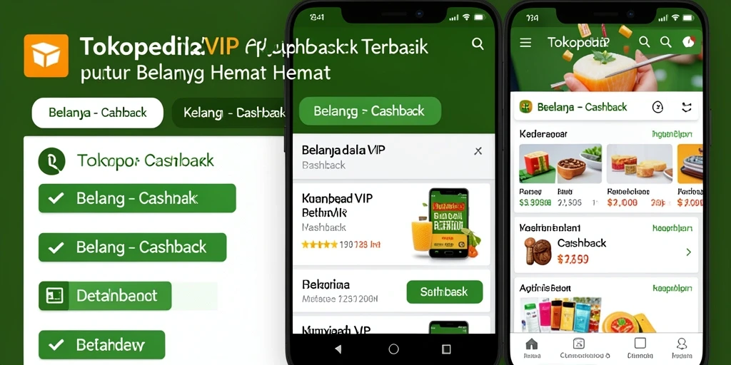 Tampilan antarmuka aplikasi TOKOPEDIAVIP yang user-friendly dan menarik.